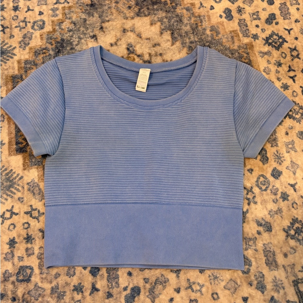Offline by aerie Blue Ribbed Short Sleeve Top